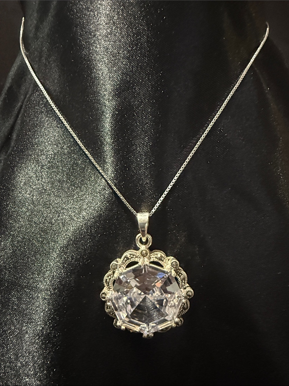Lustro Stella Octillion Cut Cubic Zirconia Pendant with 925 Italy Chain